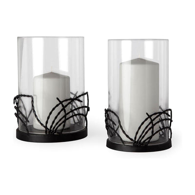 Mercana Cutlass Black Metal Base Table Candle Holders- Set of 2 Clearance