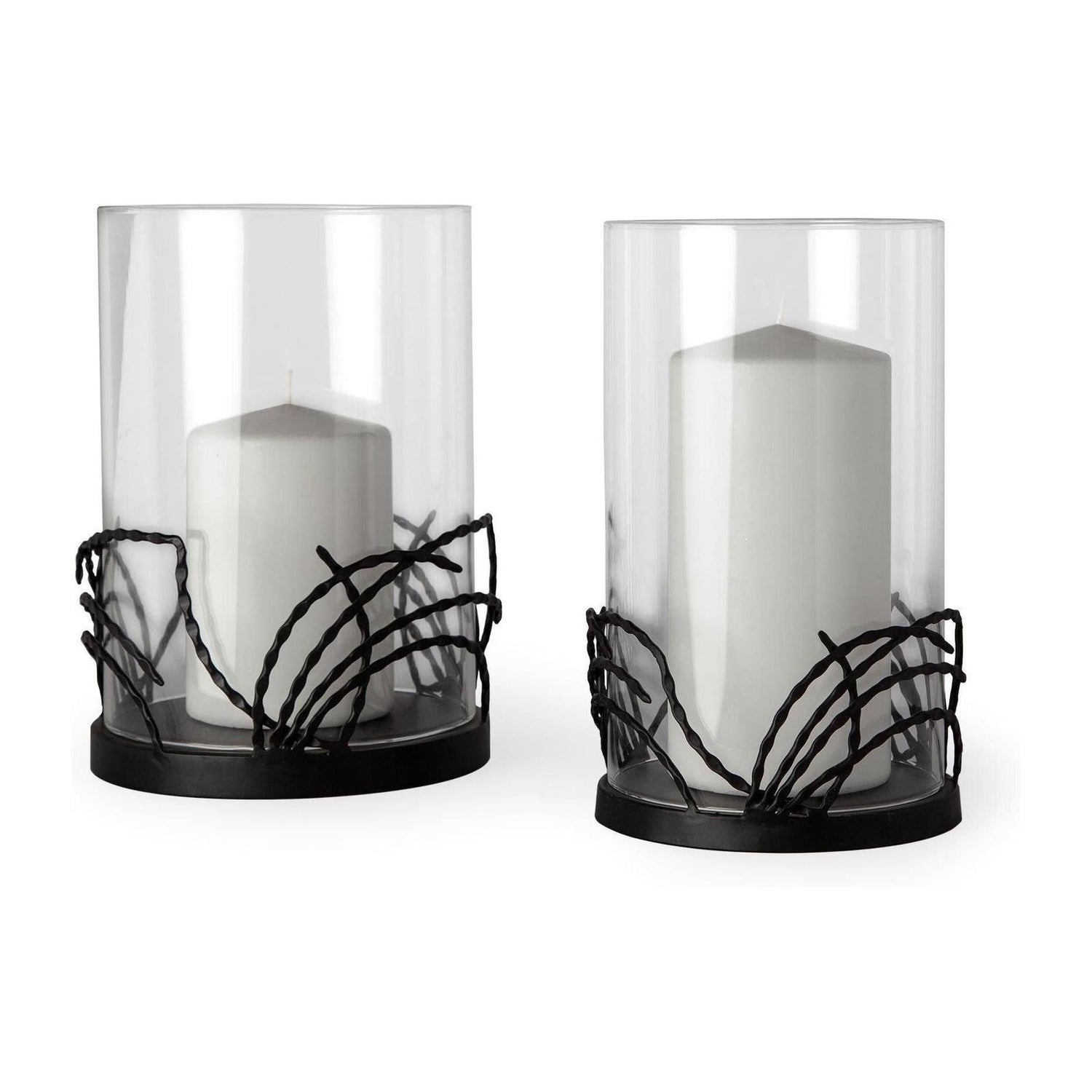 Mercana Cutlass Black Metal Base Table Candle Holders- Set of 2 Clearance