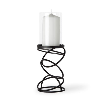 Mercana Omega Black Metal Stacked Ring Table Candle Holder Clearance