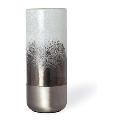 Mercana Baltic White Brushed Silver Metal Bottom Glass Vase