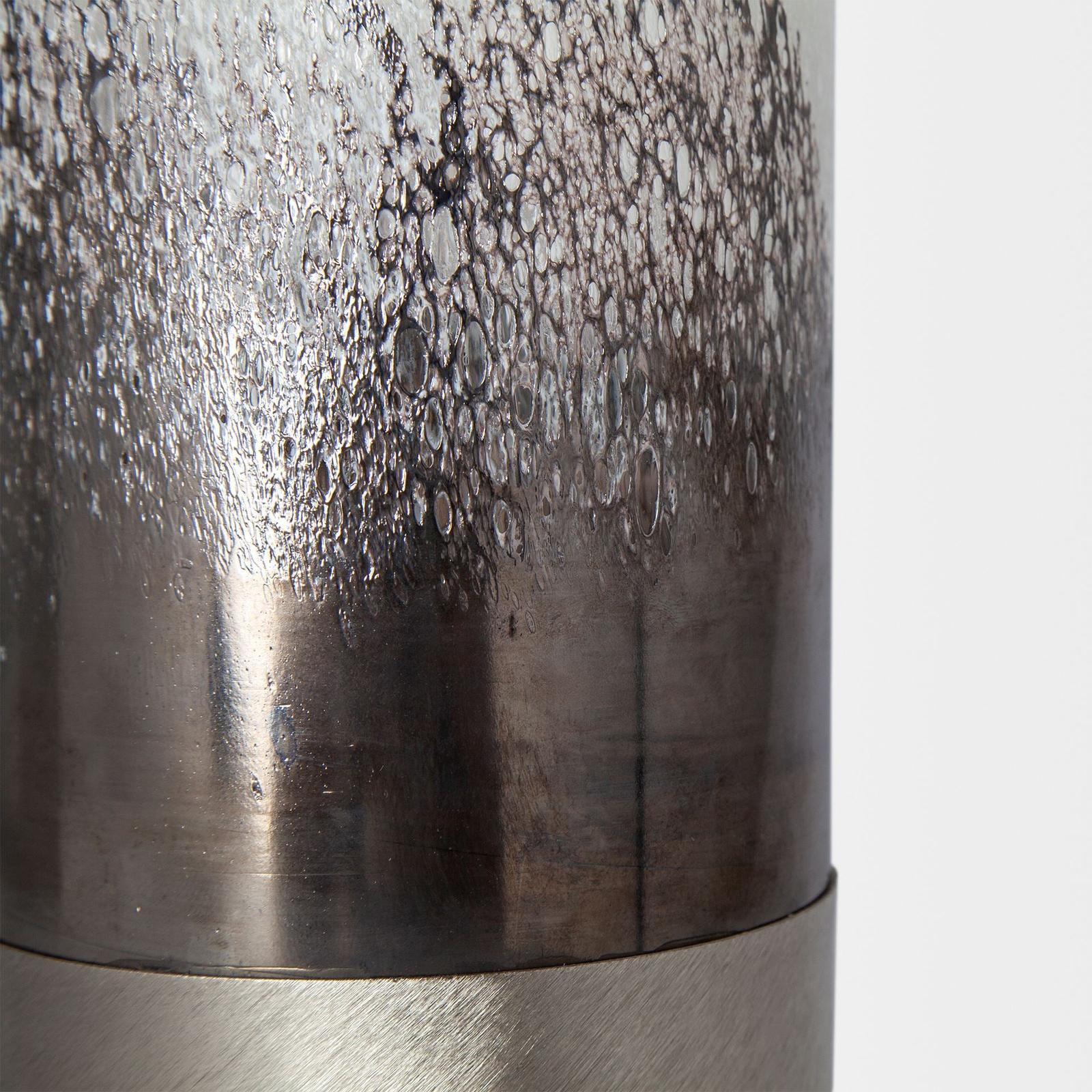Mercana Baltic White Brushed Silver Metal Bottom Glass Vase