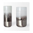 Mercana Baltic White Brushed Silver Metal Bottom Glass Vase