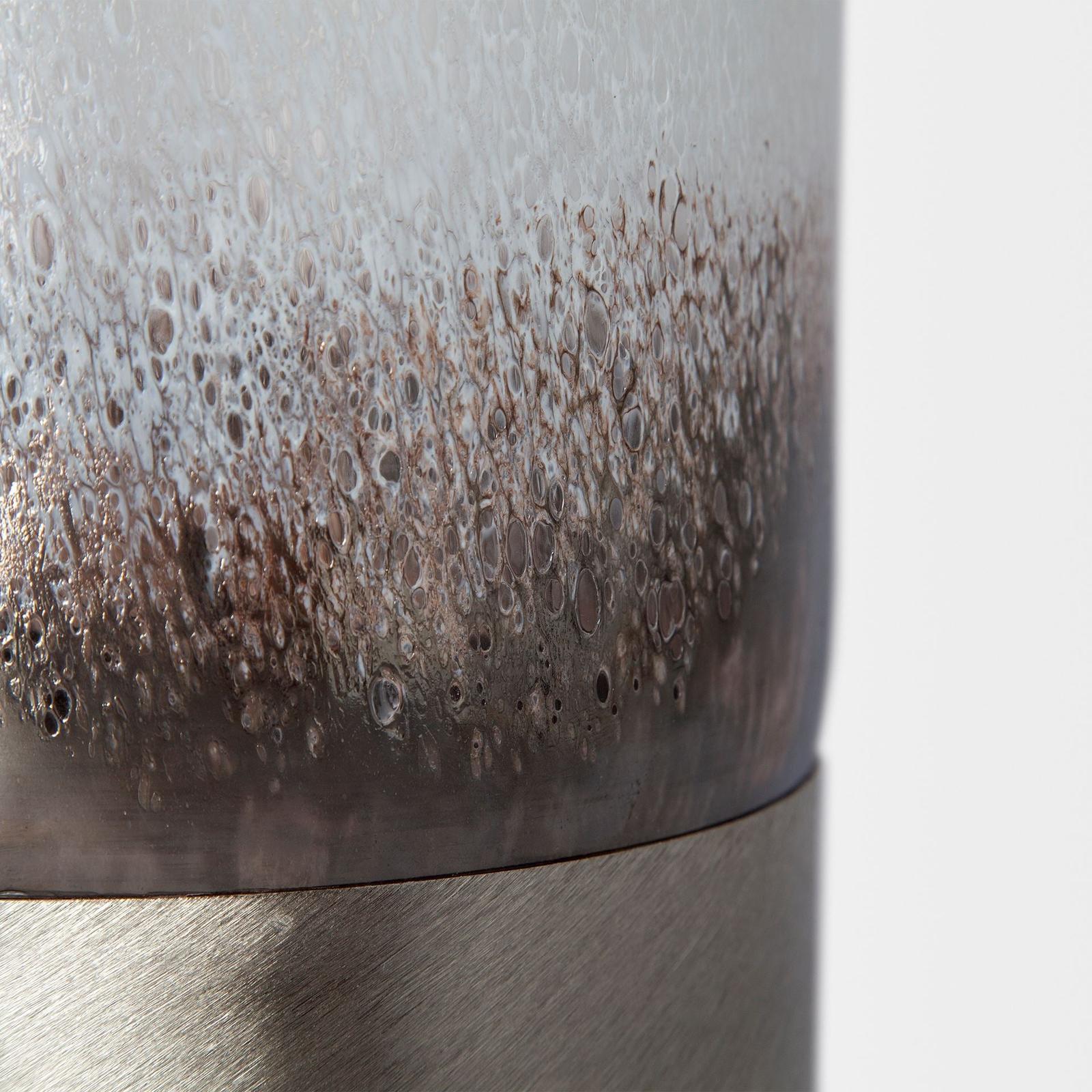 Mercana Baltic White Brushed Silver Metal Bottom Glass Vase