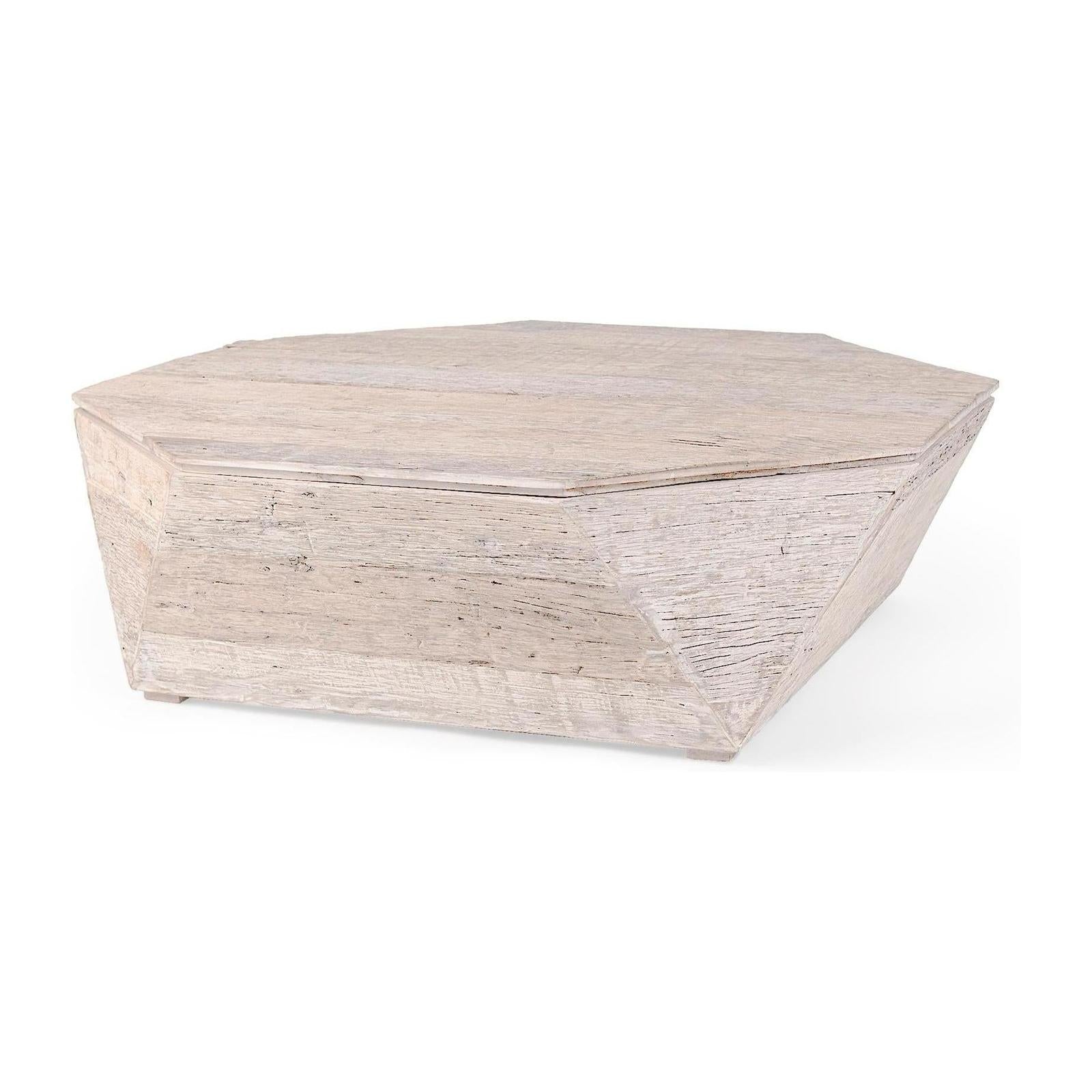 Mercana Esagono Octagonal Reclaimed Wood Coffee Table w/ Storage