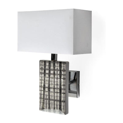 Mercana Arcadia Silver Chrome Base White Rectangular Shade Wall Sconce Clearance