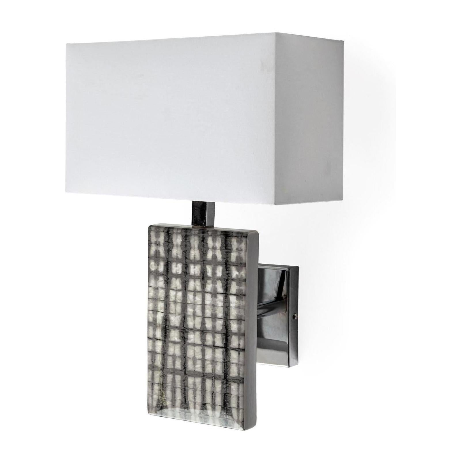 Mercana Arcadia Silver Chrome Base White Rectangular Shade Wall Sconce Clearance