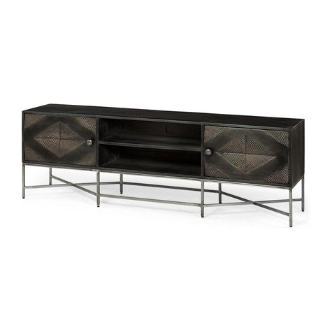 Mercana Hogarth I Dark Brown Solid Wood TV Stand Media Console with Storage, TV up to 81