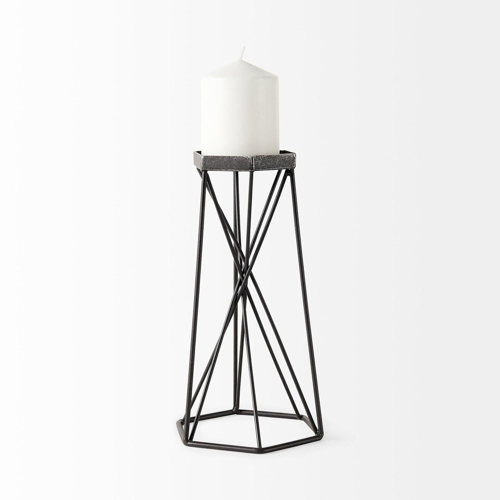 Mercana Sixx Antiqued Metal Hexagonal Table Candle Holder Clearance