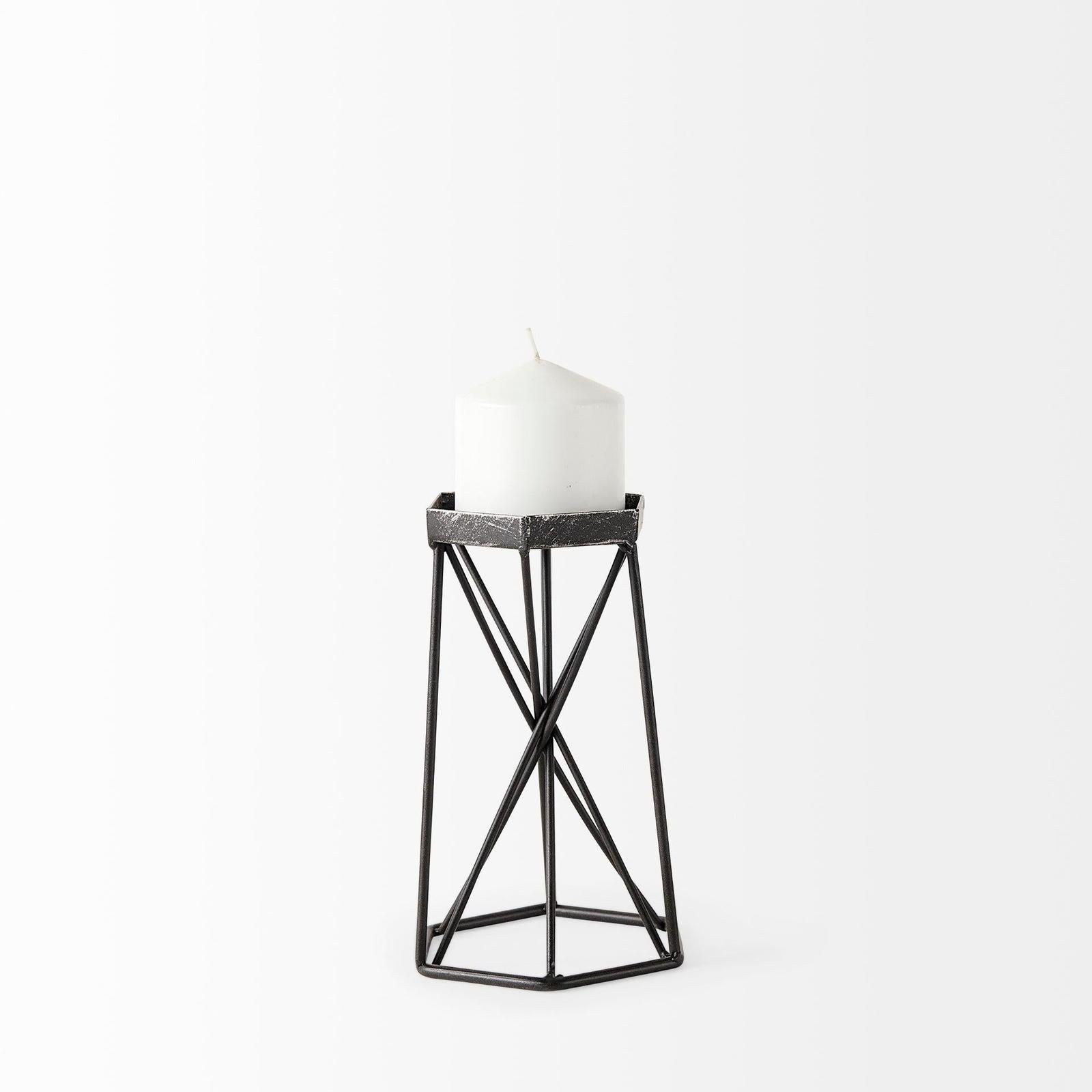 Mercana Sixx Antiqued Metal Hexagonal Table Candle Holder Clearance