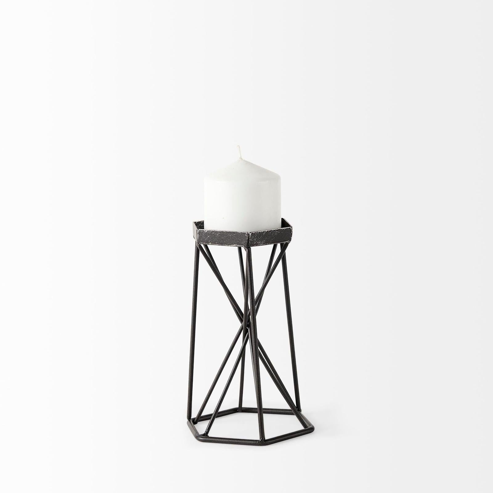 Mercana Sixx Antiqued Metal Hexagonal Table Candle Holder Clearance