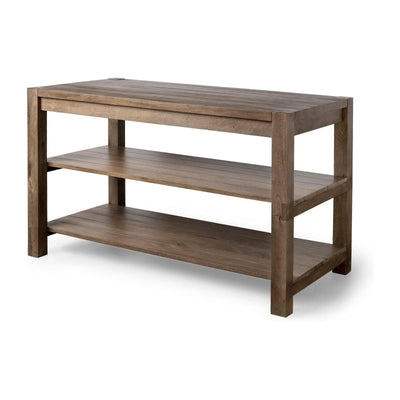 Mercana Emeril Brown Solid Wood Two-Tier Smooth Counter Top Kitchen Island