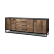 Mercana Alvin  Brown Solid Wood With Black Metal Frame 3 Drawer 2 Cabinet Door Sideboard