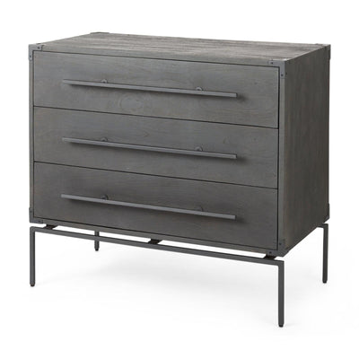 Mercana Ward Brown Wood and Iron 3 Drawer Accent Cabinet