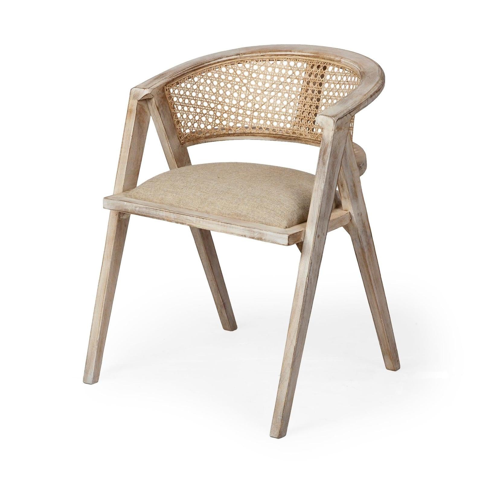 Mercana Tabitha Wooden Frame Linen Wrap Seat Dining Chair