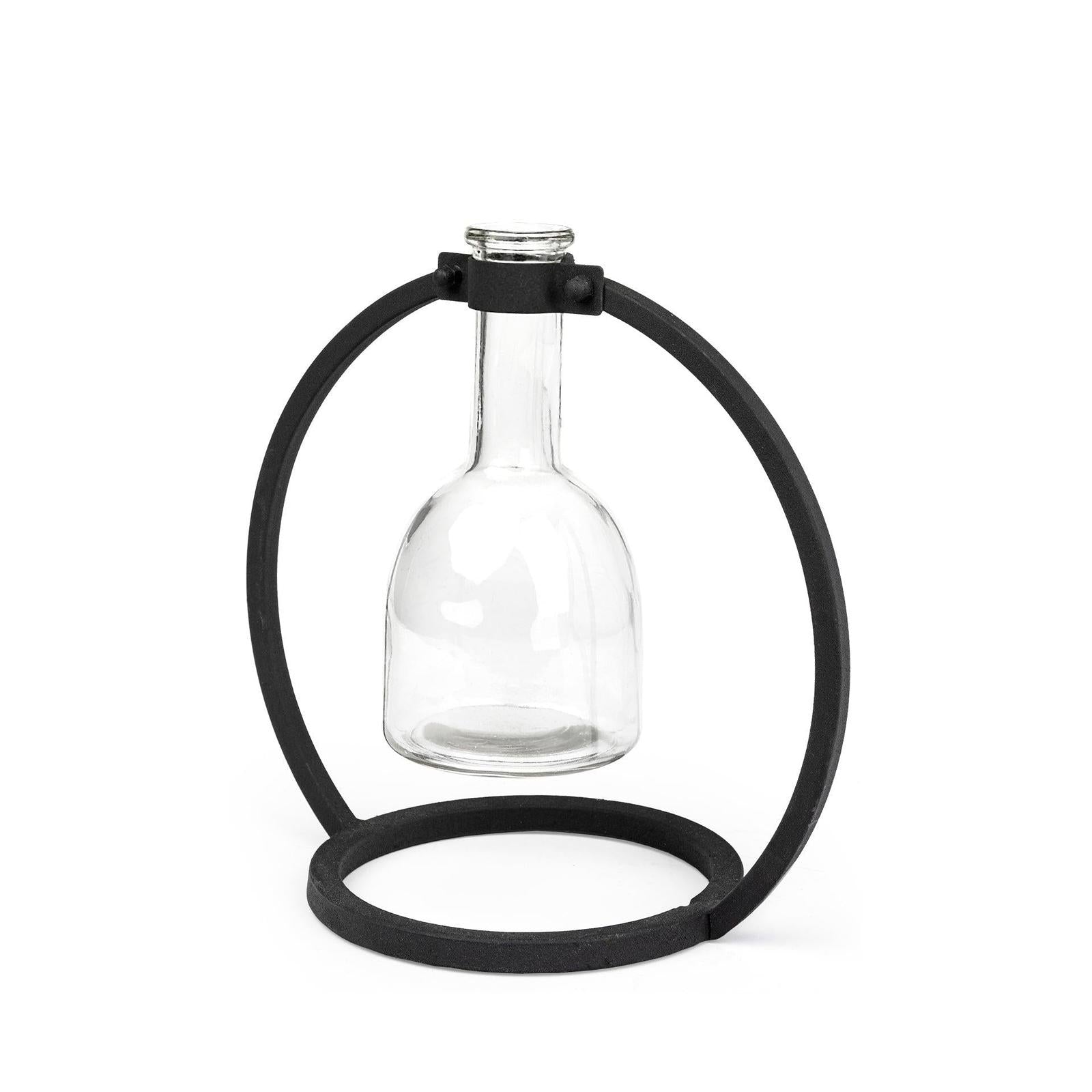 Mercana Monica Black Metal Glass Bottle Vase