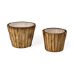 Mercana John Paul Brown Wood W/ Glass Accent Tables- Set of 2 Clearance