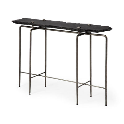 Mercana Pinera Black Slate W/Iron Base Console Table