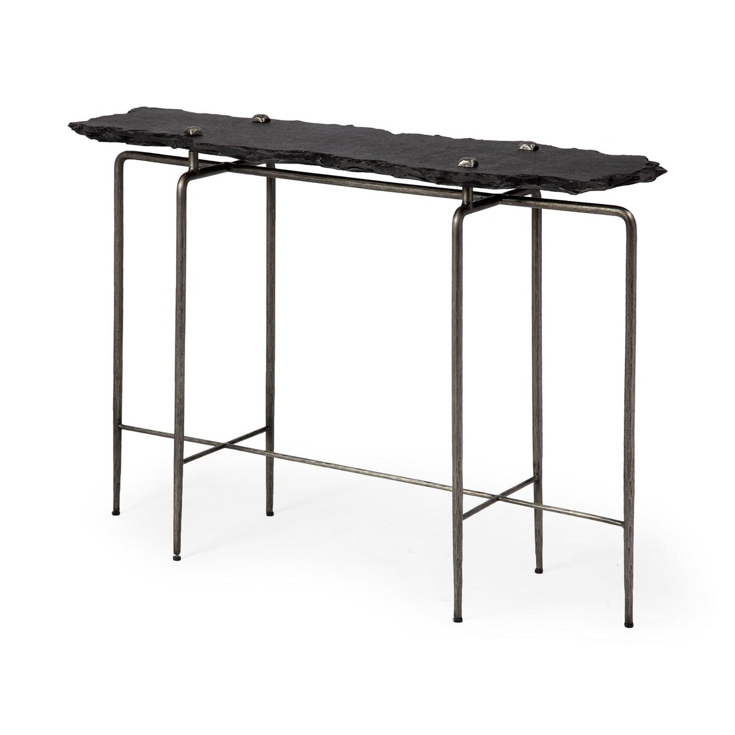 Mercana Pinera Black Slate W/Iron Base Console Table