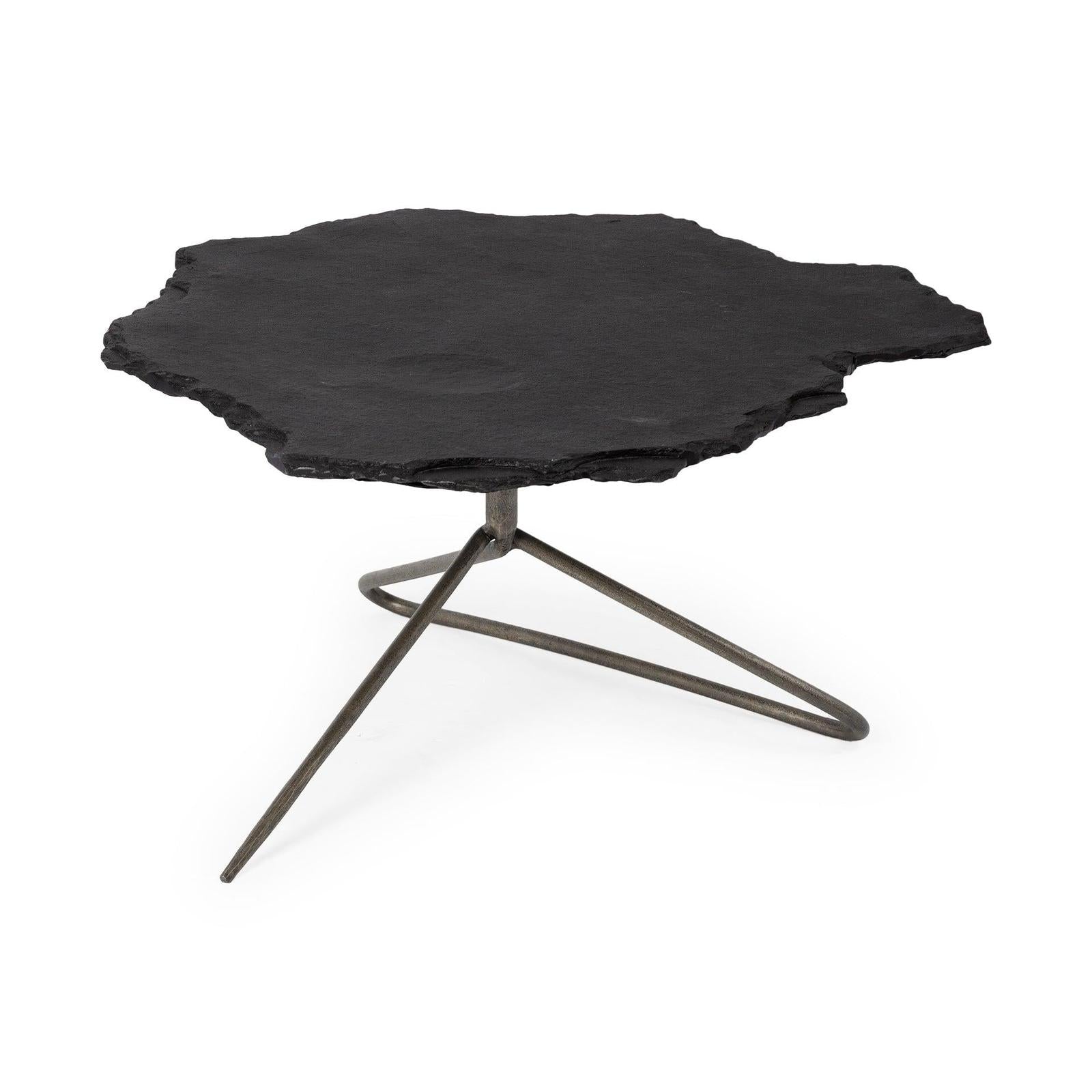 Mercana Pinera Black Slate With Iron Base Coffee Table