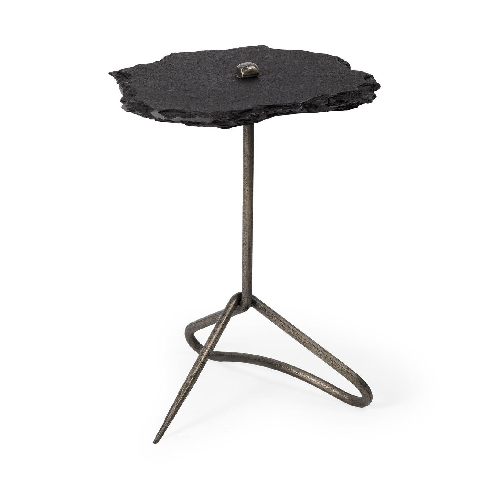Mercana Pinera Triangular Iron Base Accent Table