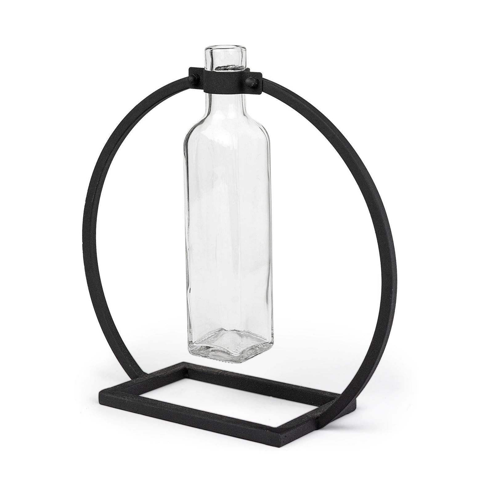 Mercana Monica Black Metal Glass Bottle Vase