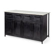 Mercana Fieri Solid Iron Black Body White Marble Top Four Drawer Kitchen Island