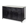 Mercana Fieri Solid Iron Black Body White Marble Top Four Drawer Kitchen Island
