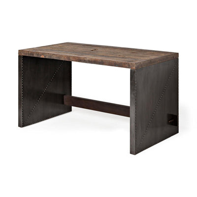 Mercana Orwell Brown Wood Top Metal Cladded Frame Office Desk