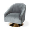 Mercana James II Gray Blue Velvet Covered Seat w Gold Swivel Base Accent Chair Clearance