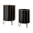 Mercana Pianta Black Metal Insert Brass Frame Plant Stands - Set of 2