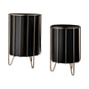 Mercana Pianta Black Metal Insert Brass Frame Plant Stands - Set of 2