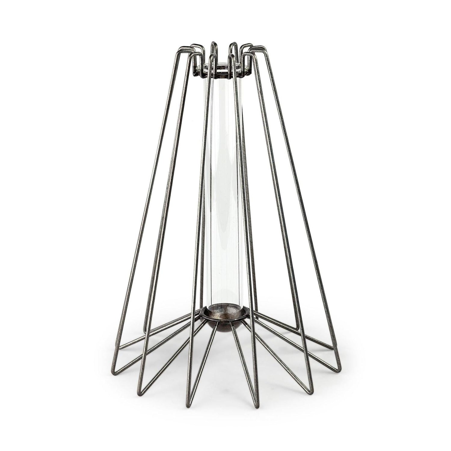 Mercana Madeline Large Gunmetal Gray Metal Glass Test Tube Vase Clearance