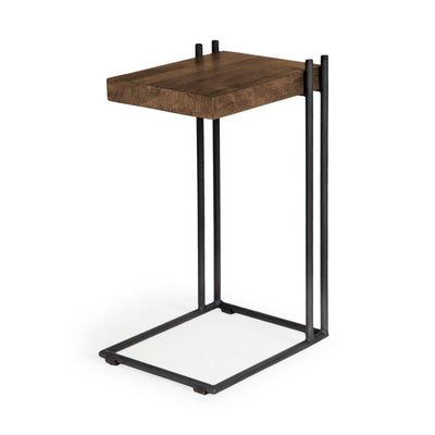 Mercana Maddox Medium Brown Wood w/ Black Metal End/Side Table