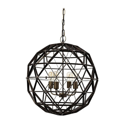 Mercana Dyson Black Metal Triangular Orb Four Bulb Chandelier Clearance
