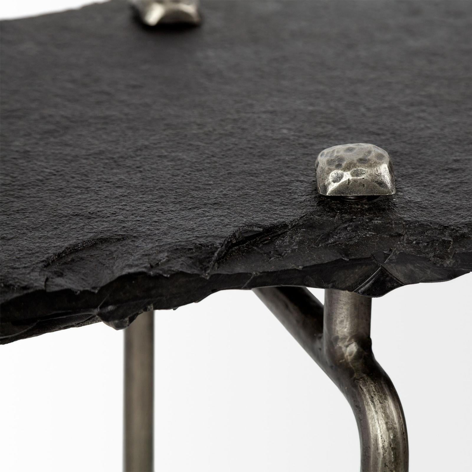 Mercana Pinera Black Slate W/Iron Base Console Table