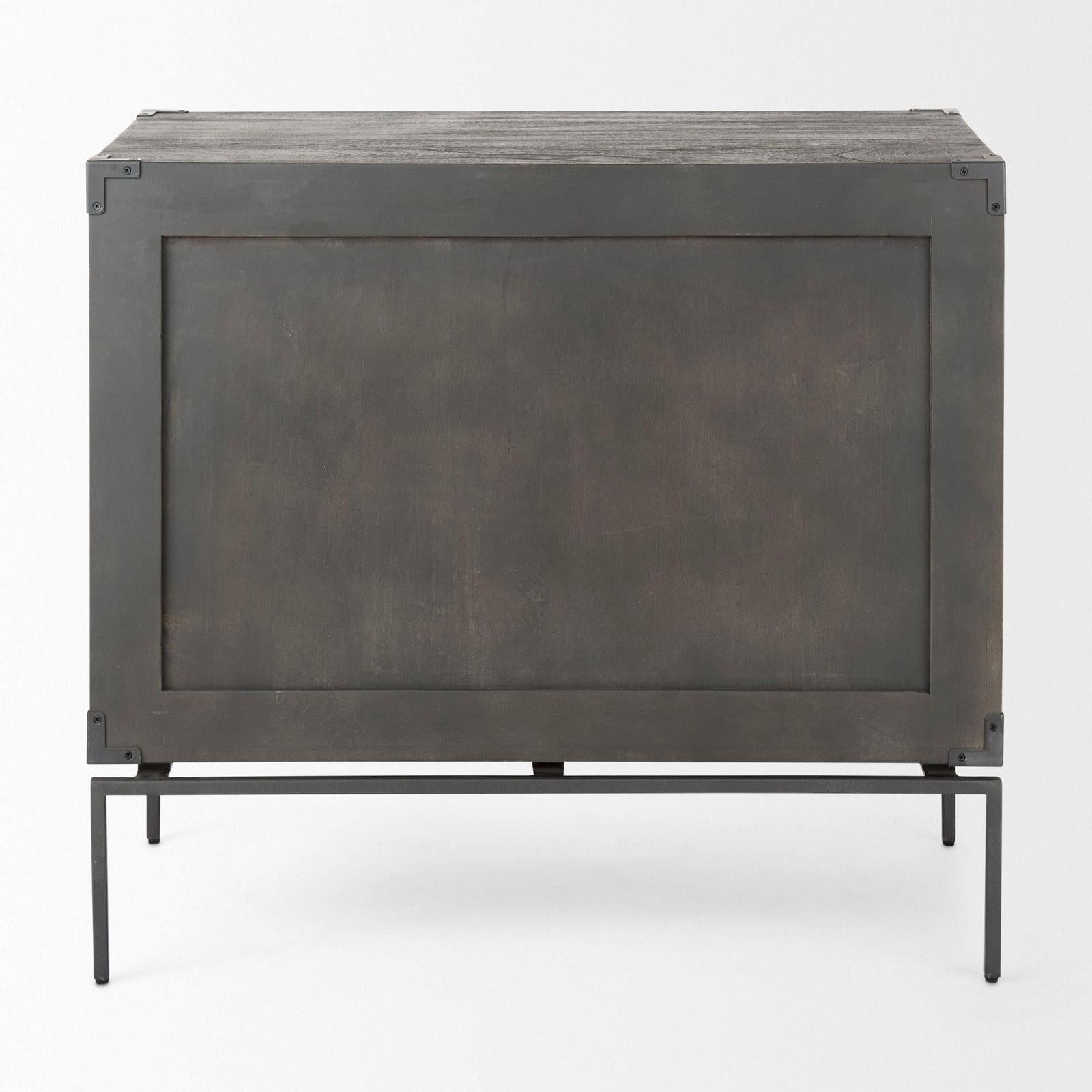 Mercana Ward Brown Wood and Iron 3 Drawer Accent Cabinet