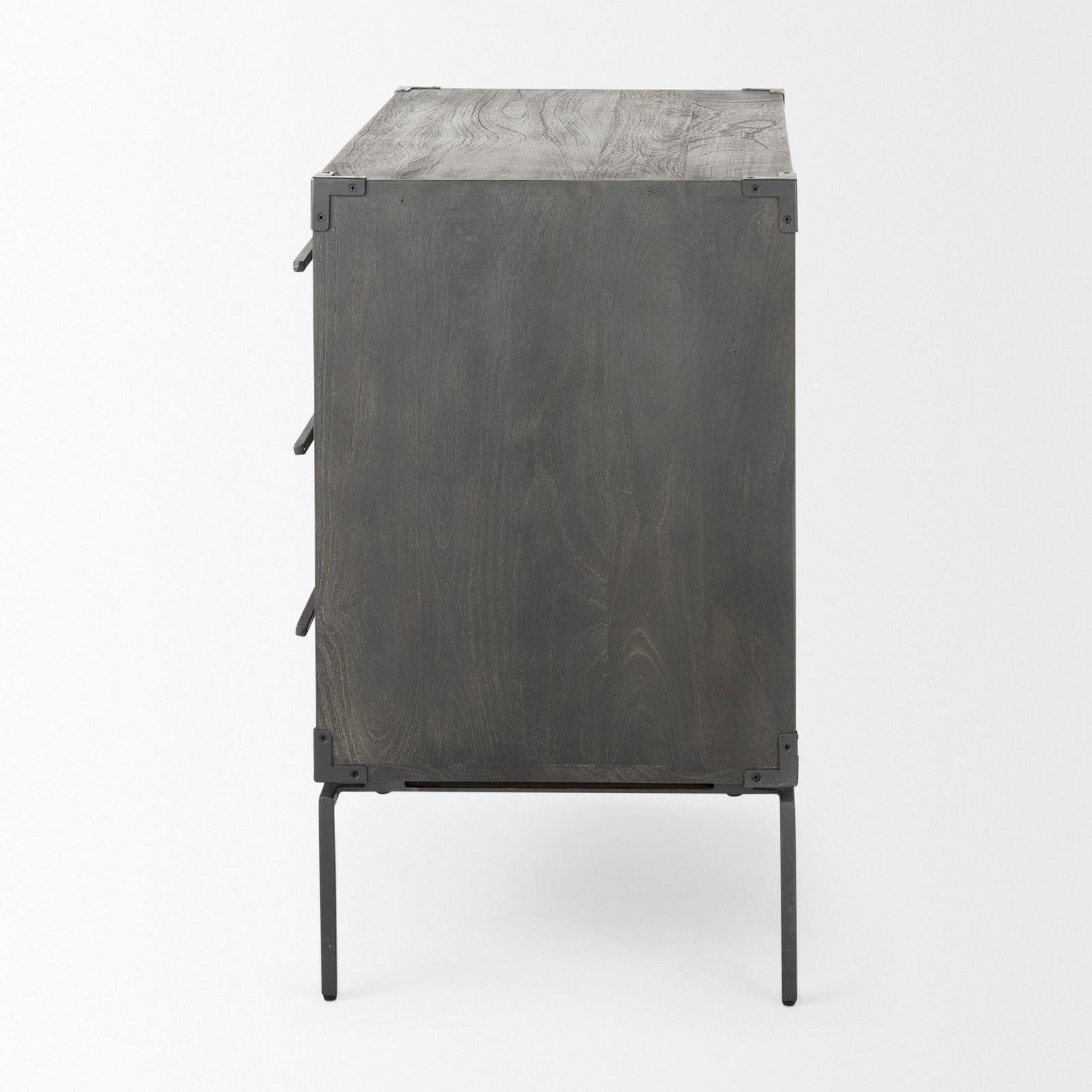 Mercana Ward Brown Wood and Iron 3 Drawer Accent Cabinet