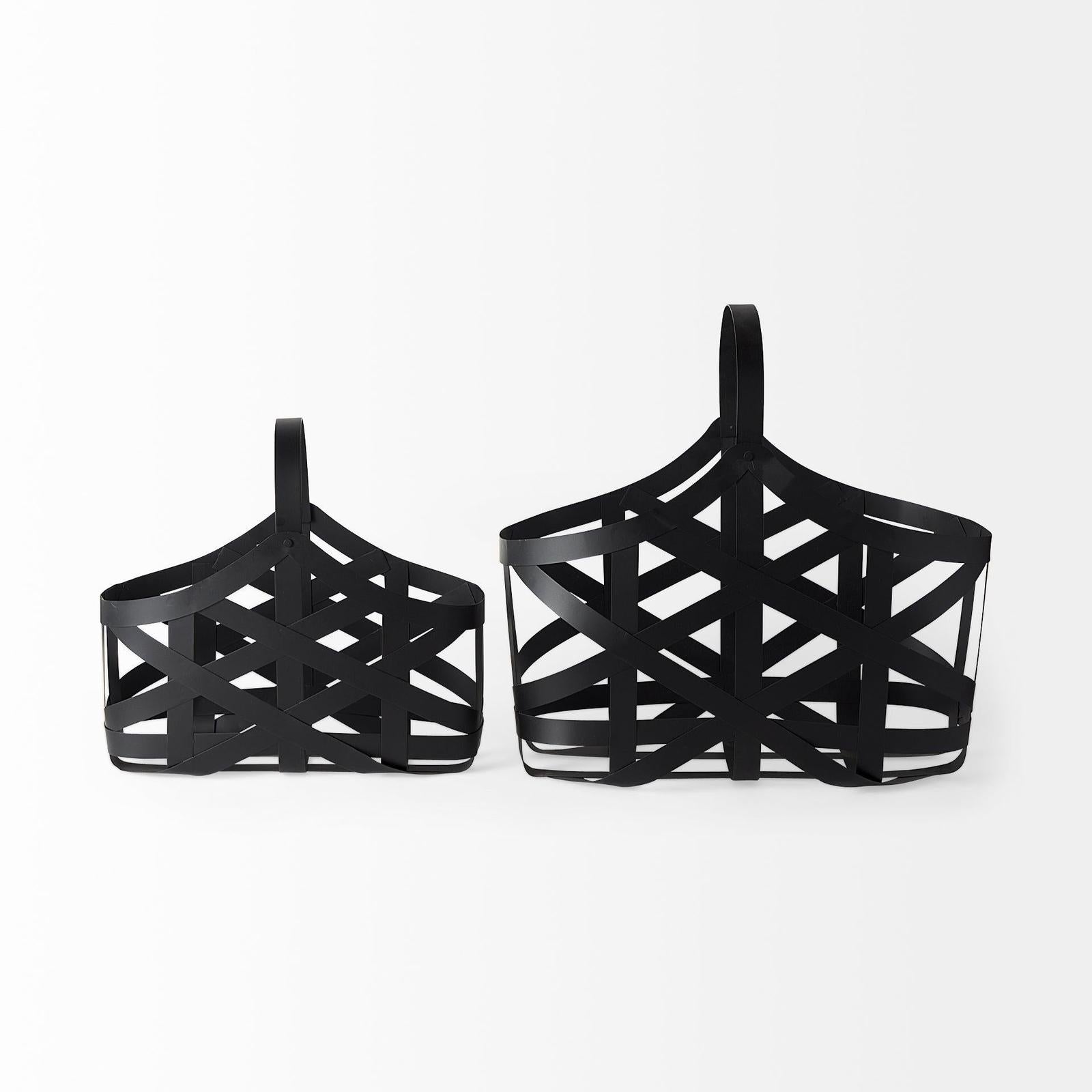 Mercana Tyrell Black Iron Metal Baskets-Set of 2