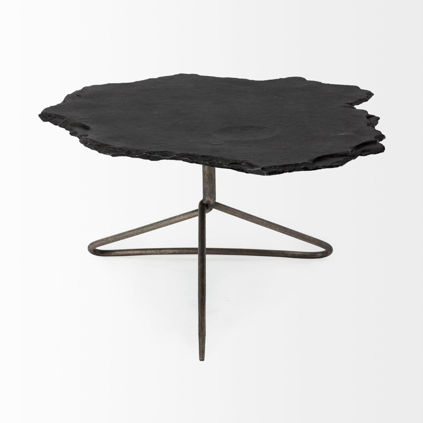 Mercana Pinera Black Slate With Iron Base Coffee Table