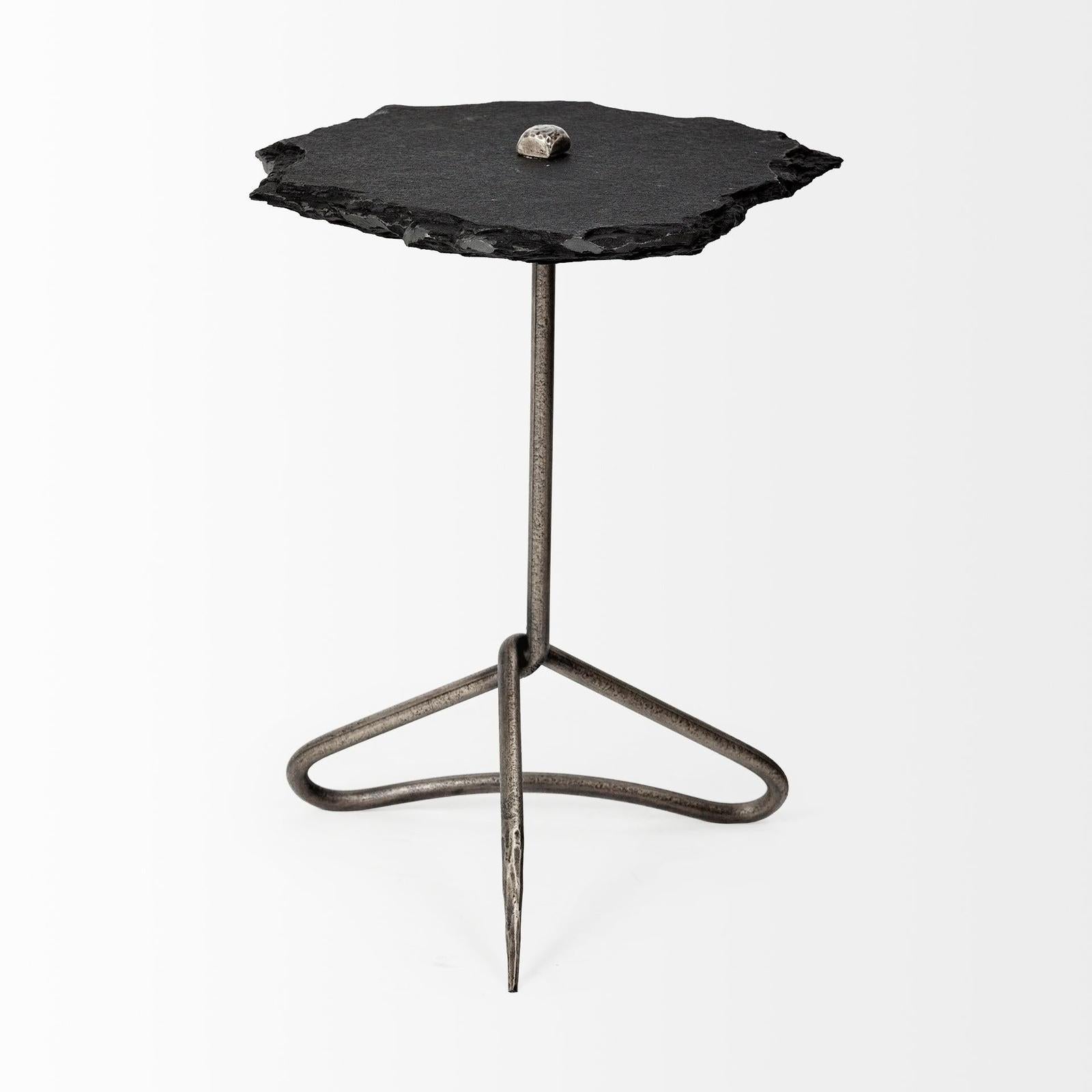 Mercana Pinera Triangular Iron Base Accent Table