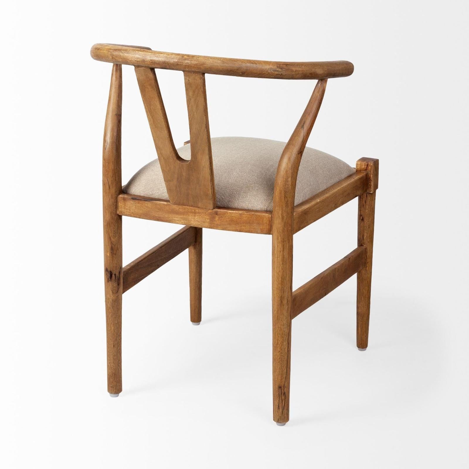Mercana Trixie Cream Fabric Seat Brown Wood Frame Dining Chair