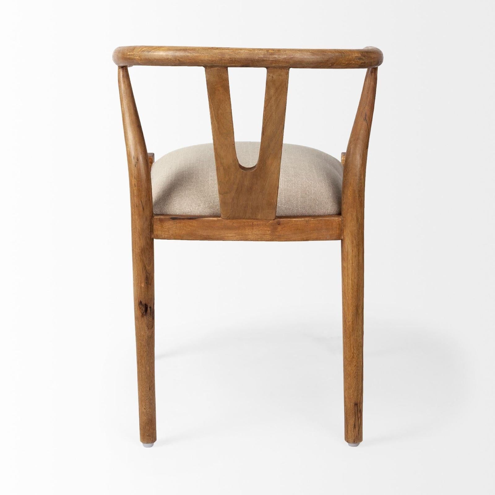 Mercana Trixie Cream Fabric Seat Brown Wood Frame Dining Chair