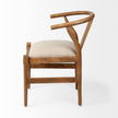 Mercana Trixie Cream Fabric Seat Brown Wood Frame Dining Chair