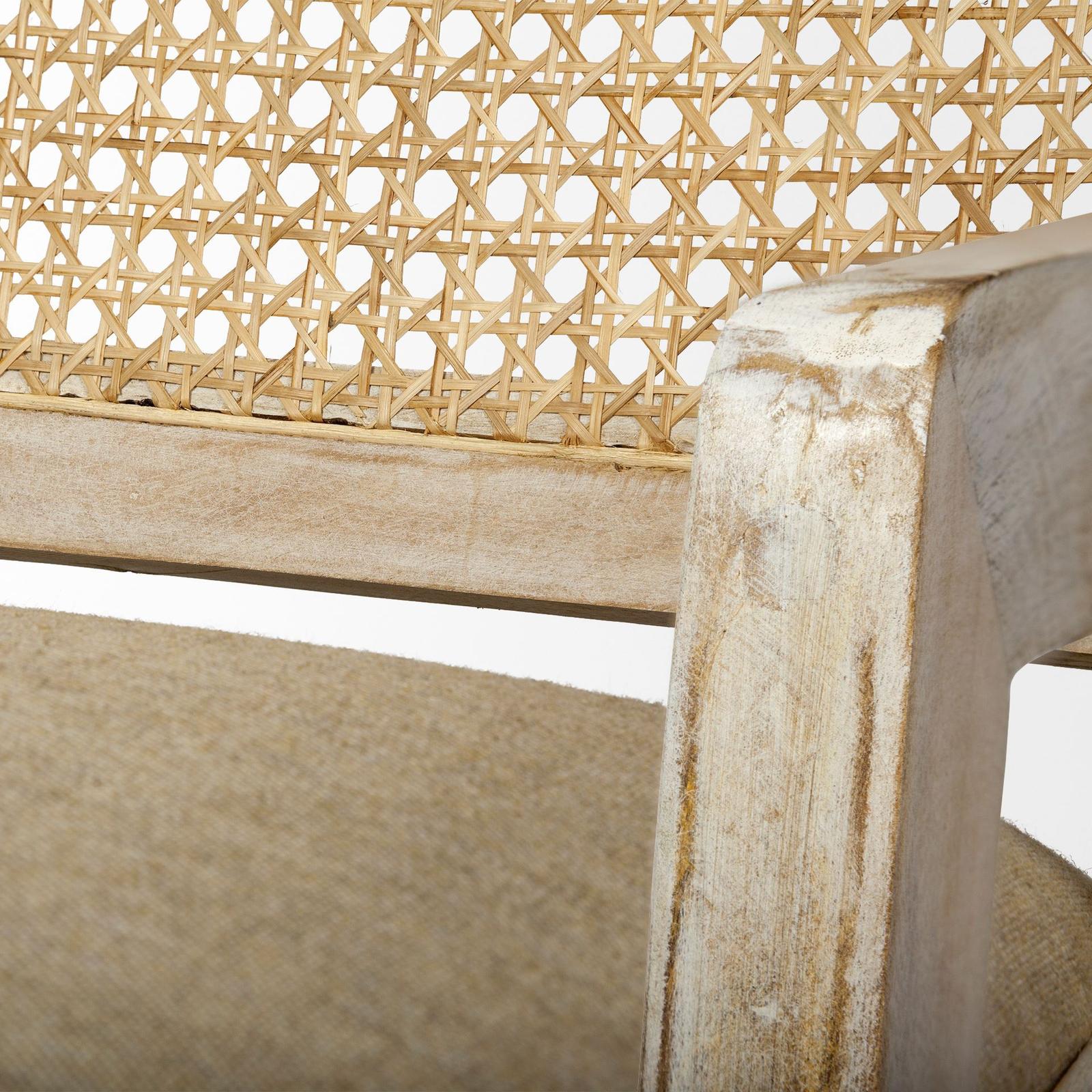 Mercana Teryn Cream Linen Seat And Natural Wooden Base w/ Mesh Back Accent Chair Clearance