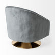 Mercana James II Gray Blue Velvet Covered Seat w Gold Swivel Base Accent Chair Clearance