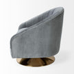 Mercana James II Gray Blue Velvet Covered Seat w Gold Swivel Base Accent Chair Clearance