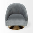 Mercana James II Gray Blue Velvet Covered Seat w Gold Swivel Base Accent Chair Clearance