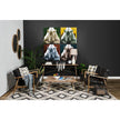 Mercana Phineas Black Leather W/ Brown Wooden Frame Accent Chair