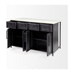 Mercana Fieri Solid Iron Black Body White Marble Top Four Drawer Kitchen Island