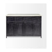 Mercana Fieri Solid Iron Black Body White Marble Top Four Drawer Kitchen Island
